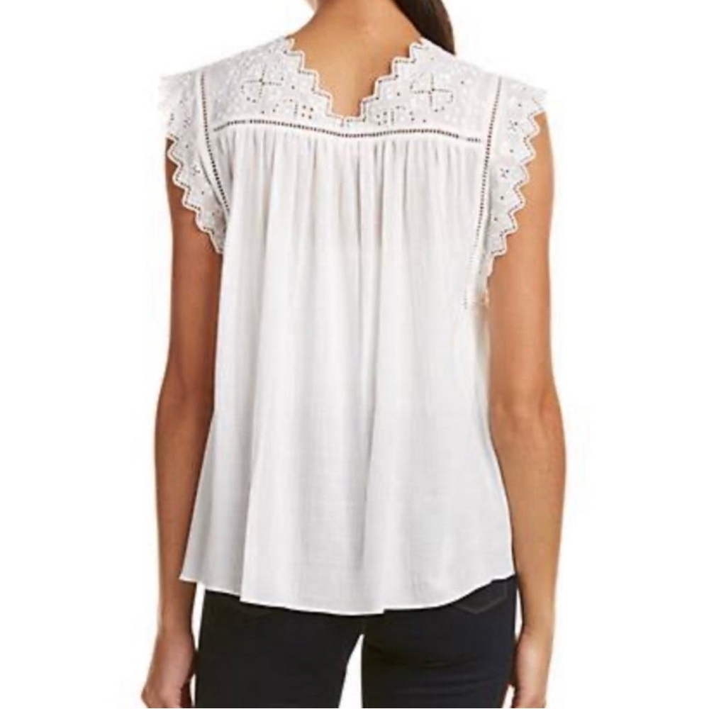 Rebecca Taylor White Embroidered Lace Ruffle 100% Cotton Romantic White Top - Picture 4 of 10